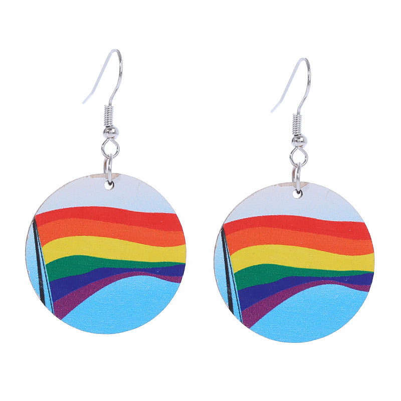Wholesale Rainbow LGBT Collection Wood Earrings